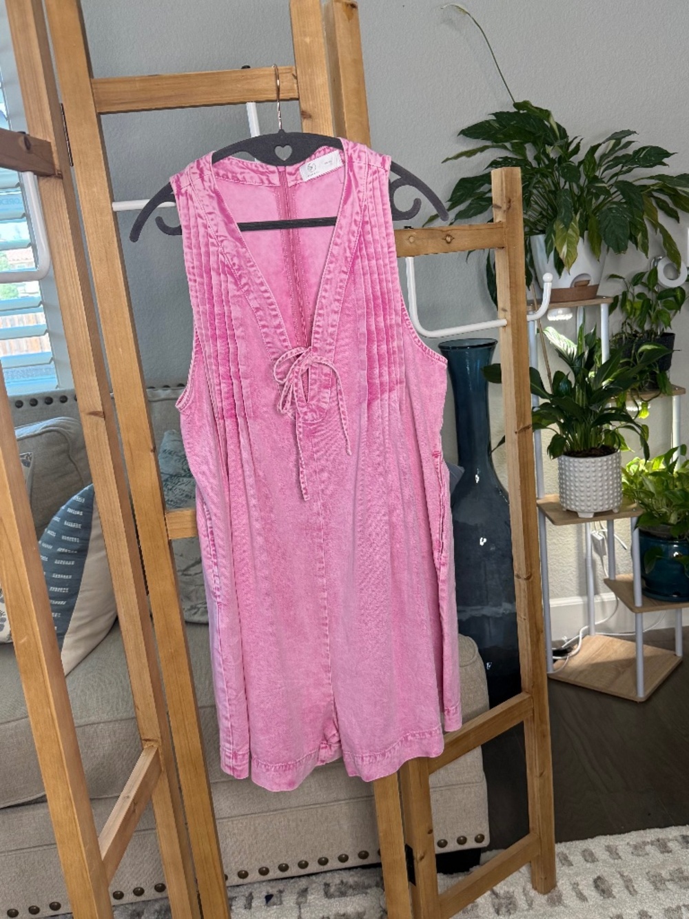 Liam & Co. Pink Acid Wash Sleeveless Mini Dress w/ Pockets | Small